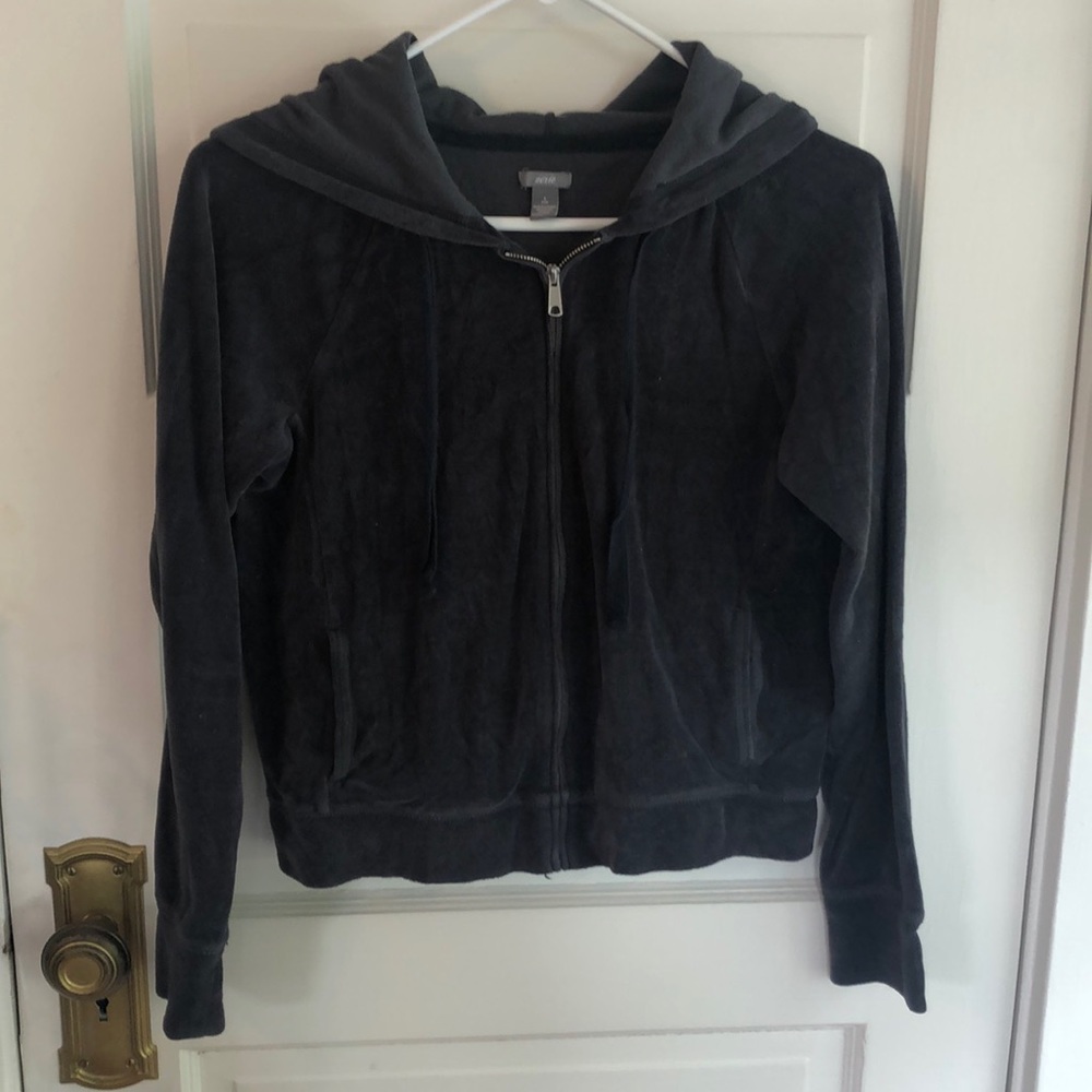 velvet zip up hoodie